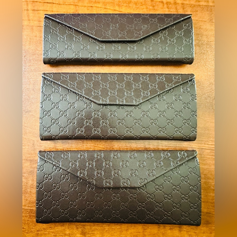 Gucci Dark Brown Embossed Eyeglass Cases (3Pcs)